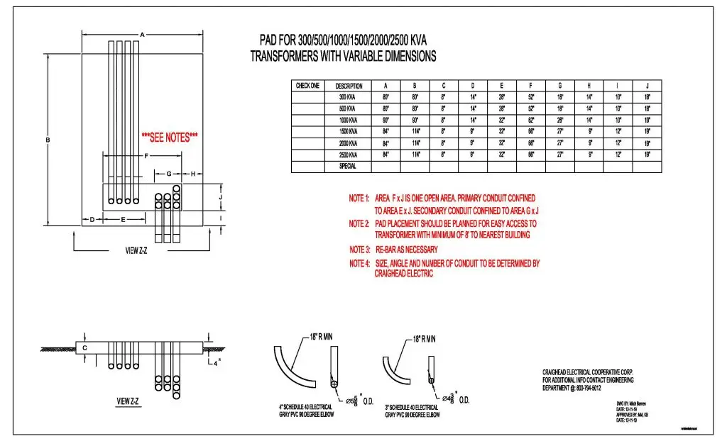 Transformer Pad Mount Specification Sheet