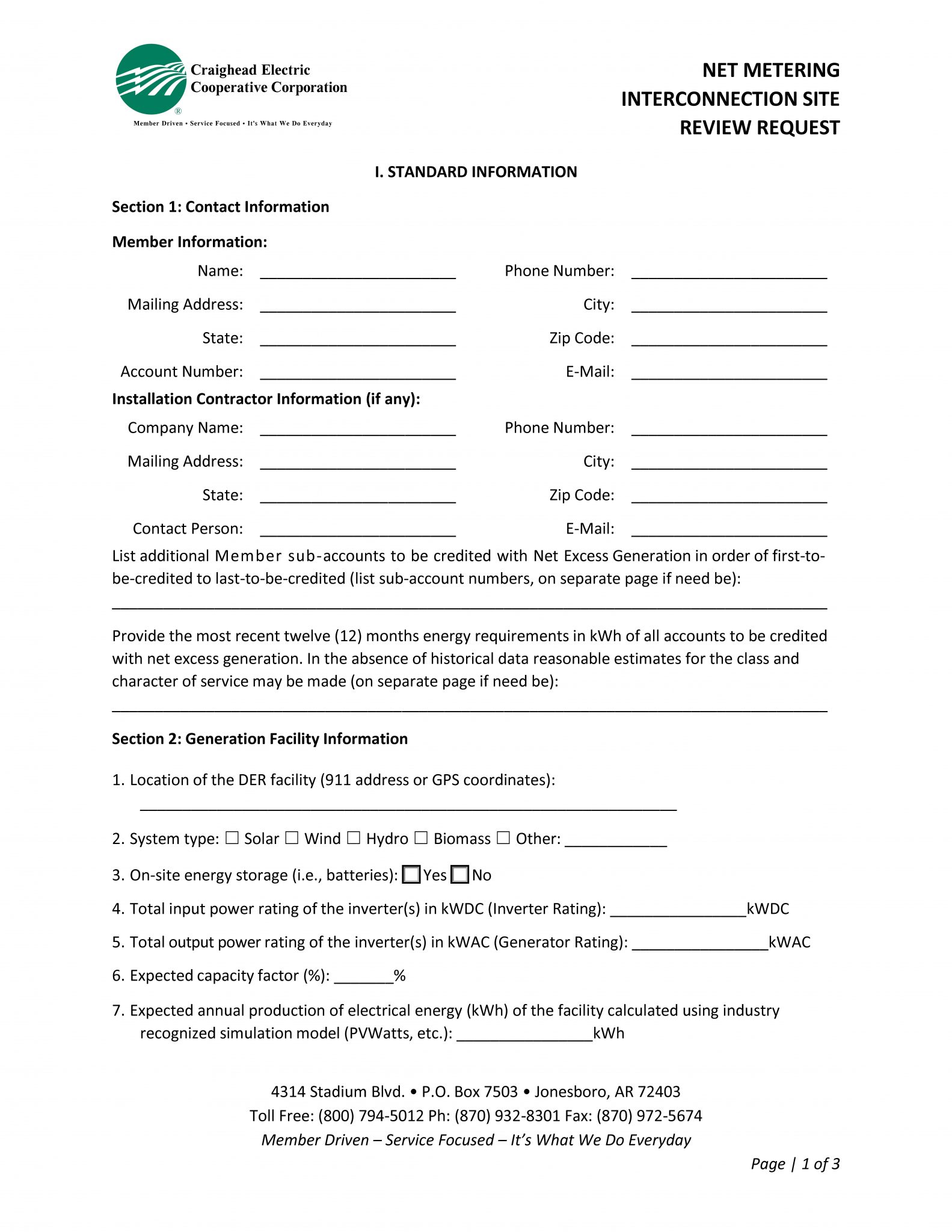 Interconnection guidelines craighead electric cooperative inc 